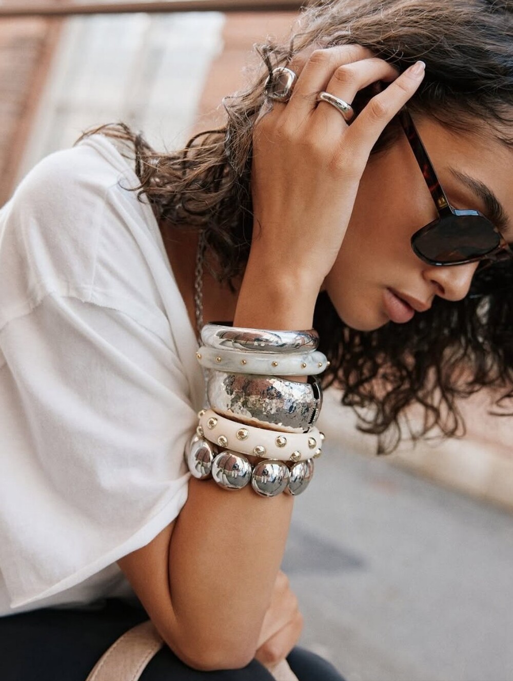 hammered metal bangle bracelet.